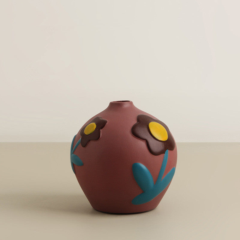 Creative Painted Ceramic Vase Home Flower Arrangement Ornaments