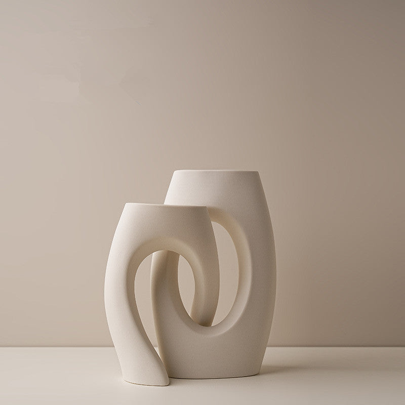 White Art Ceramic Vase Home Flower Arrangement Decorations