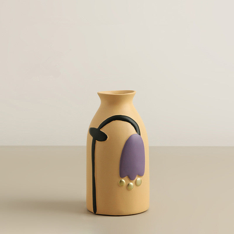 Creative Painted Ceramic Vase Home Flower Arrangement Ornaments