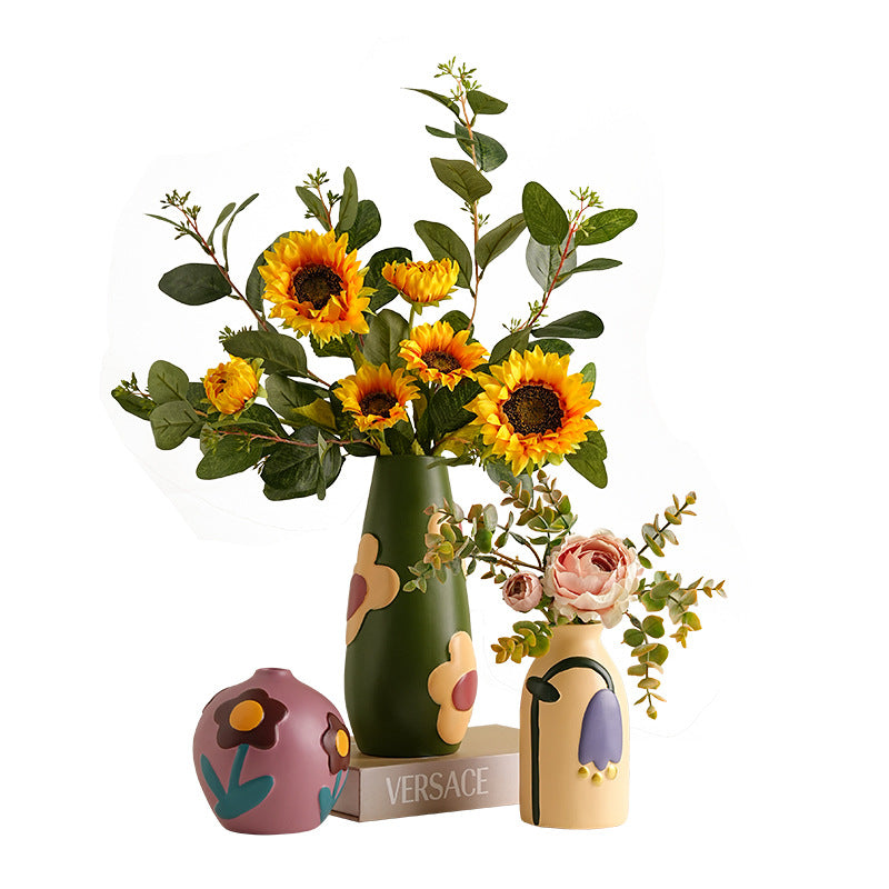 Creative Painted Ceramic Vase Home Flower Arrangement Ornaments