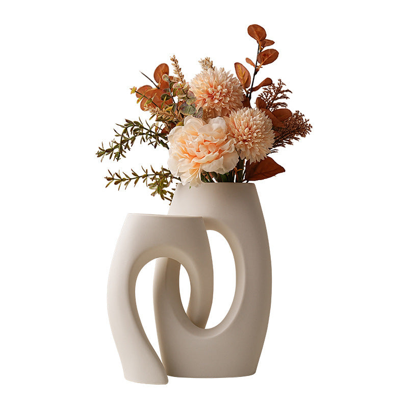 White Art Ceramic Vase Home Flower Arrangement Decorations