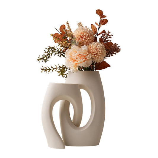 White Art Ceramic Vase Home Flower Arrangement Decorations