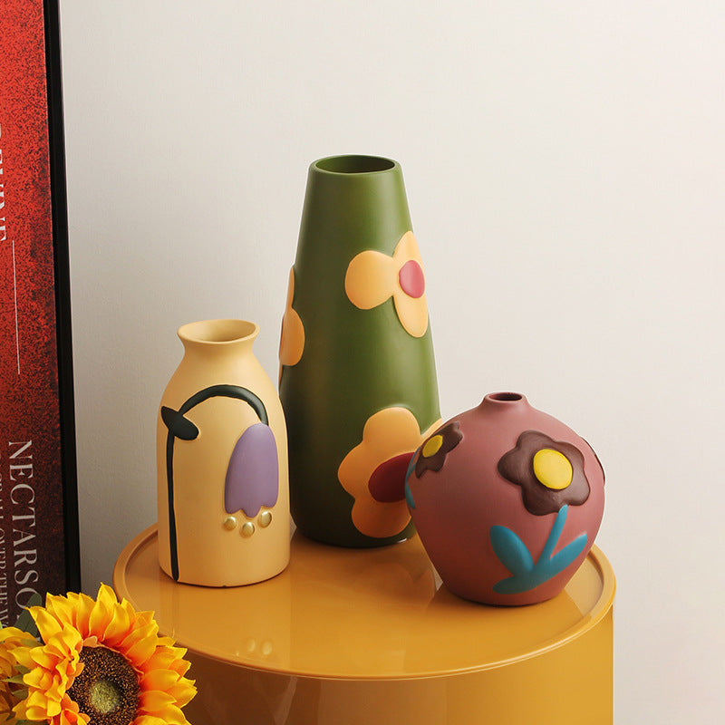 Creative Painted Ceramic Vase Home Flower Arrangement Ornaments