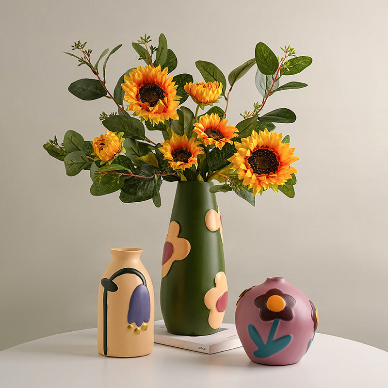 Creative Painted Ceramic Vase Home Flower Arrangement Ornaments